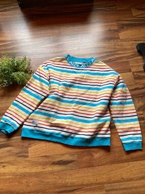 Striped Multicolor Crewneck Sweatshirt - Blue Trim Aldi Gear XL Unisex